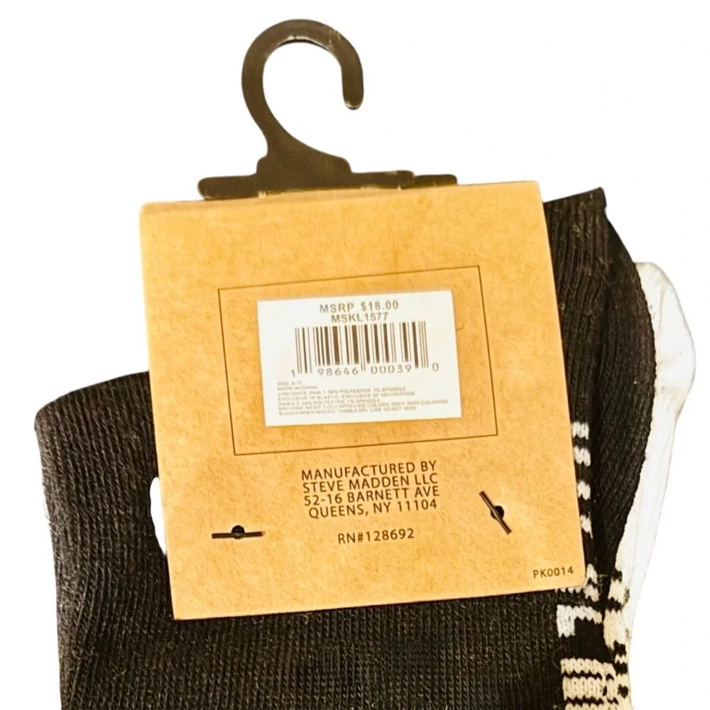 NWT 3 pack Steve Madden women’s sz 5-10 Crew Socks embroidered retro soft comfy
